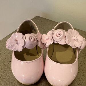 Janie and Jack Pink Patent Mary Jane Shoes with Floral Strap